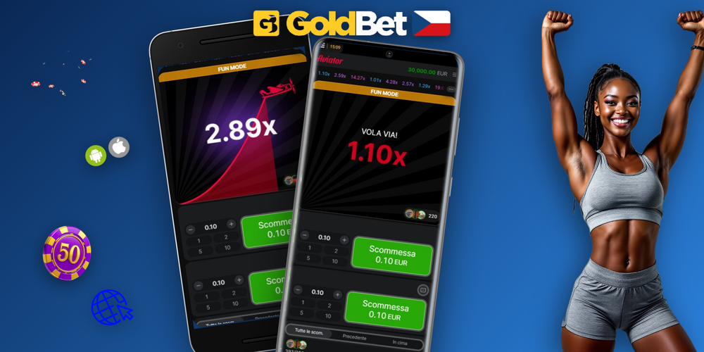 Herní panel Aviatoru se dvěma sázkami a auto-cashoutem v Goldbet Casino online