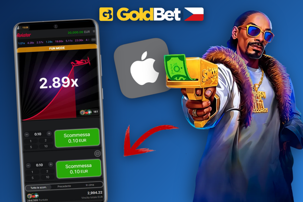 Smartphone s Aviator hrou a tlačítkem cashout – mobilní aplikace Goldbet Casino