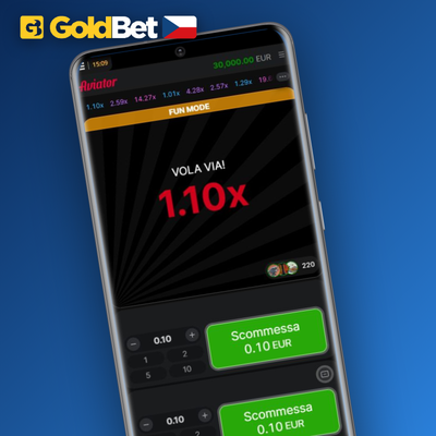 Sloupcový graf statistik předchozích kol s násobiteli v Aviator algoritmu Goldbet Casino