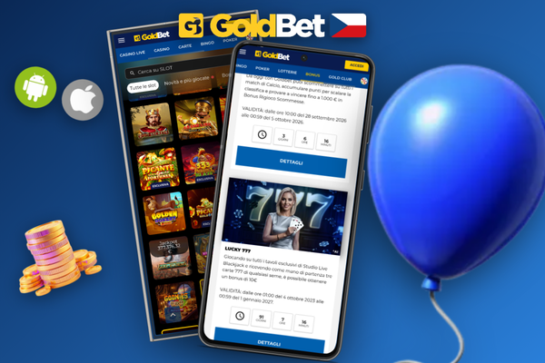 Přehledný dashboard hráče Goldbet Casino s dlaždicemi pro registraci a výběr
